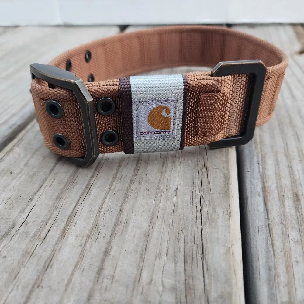 NWOT Carhartt Brown Dog Collar Nylon Reflective Wide 1.5
